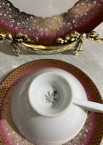 Bavaria,Parlak Altın Renkli Dekoratif Tabak ve Fincan Seti - Görsel 5