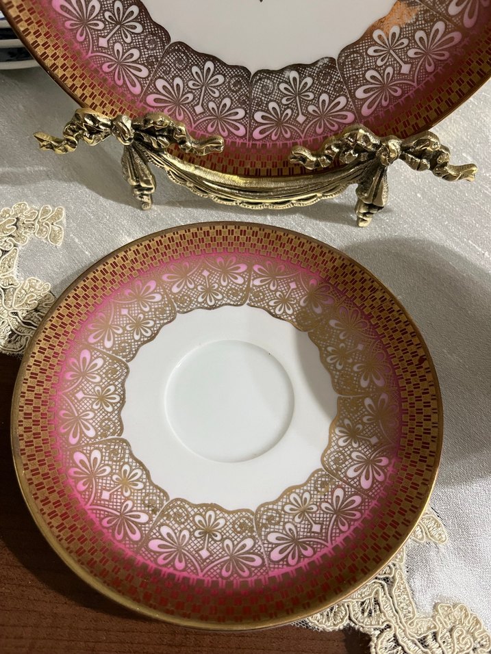 Bavaria,Parlak Altın Renkli Dekoratif Tabak ve Fincan Seti - Görsel 4