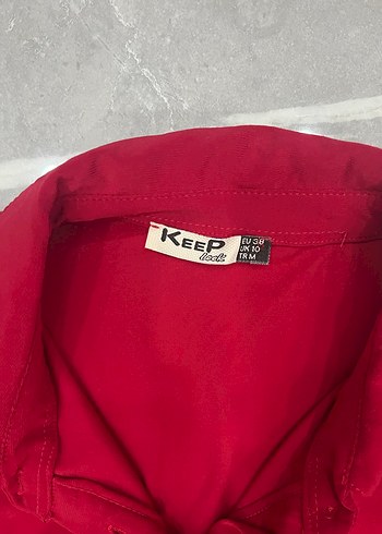 Kırmızı Düğmeli V Yaka Uzun Kollu Kadın Bluz - Görsel 6