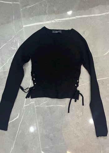 Zara siyah dekolteli crop - Görsel 5