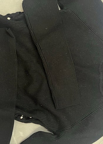 Zara siyah dekolteli crop - Görsel 7