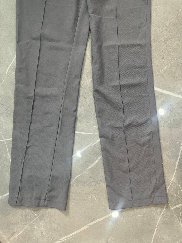 Gri Pilili Kadın Kumaş Pantolon - Görsel 4