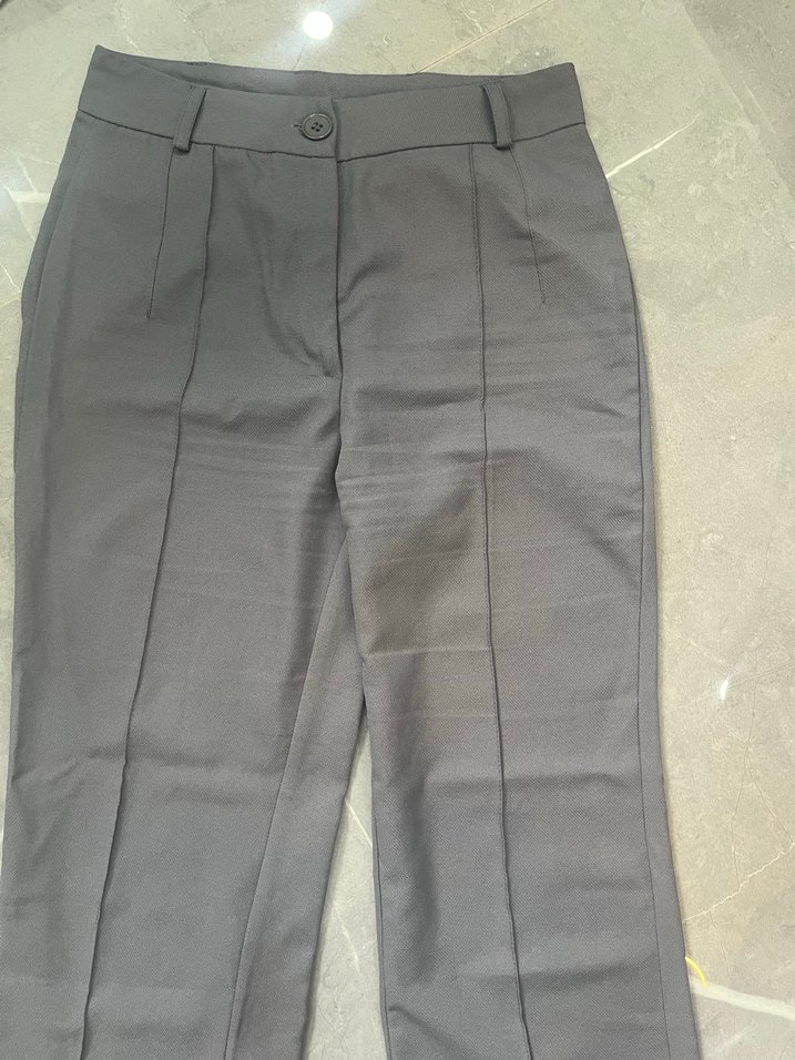 Gri Pilili Kadın Kumaş Pantolon - Görsel 3