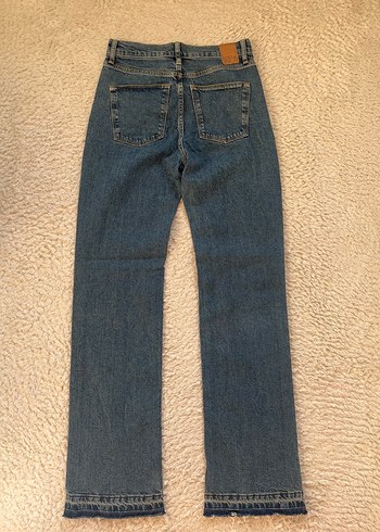 Kadın Mavi Denim Yırtmaçlı Jean - Görsel 4