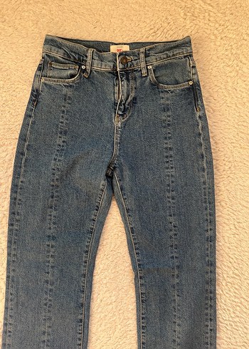 Kadın Mavi Denim Yırtmaçlı Jean - Görsel 2