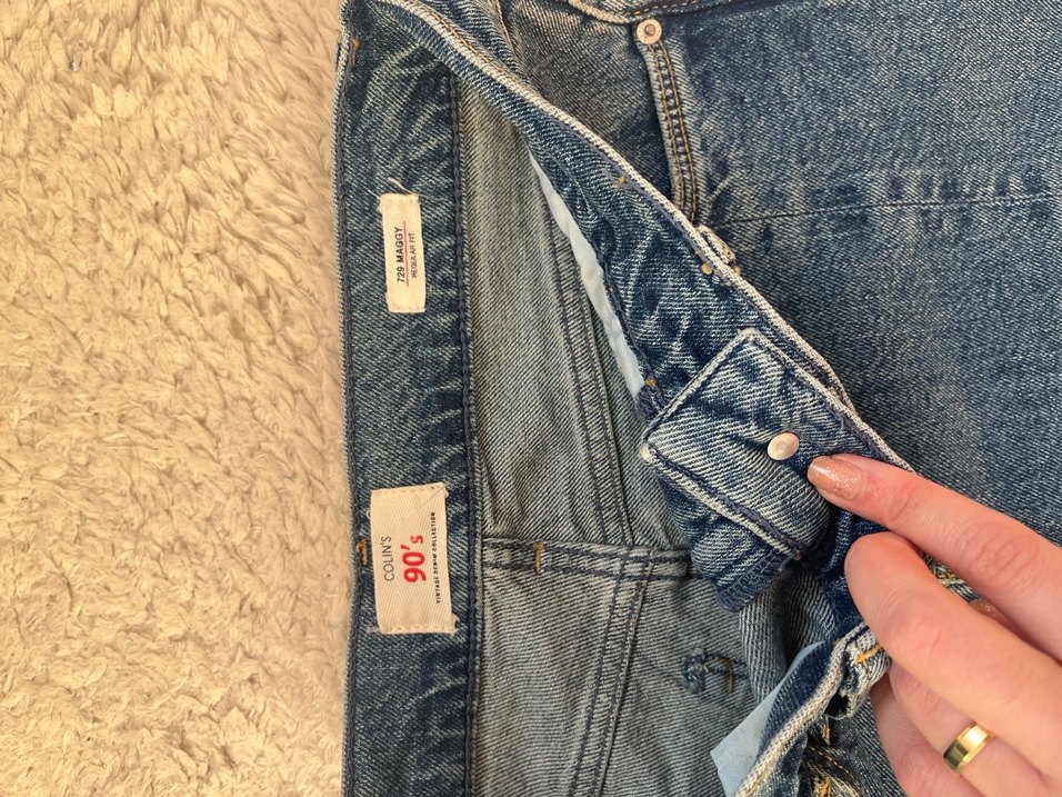 Kadın Mavi Denim Yırtmaçlı Jean - Görsel 3