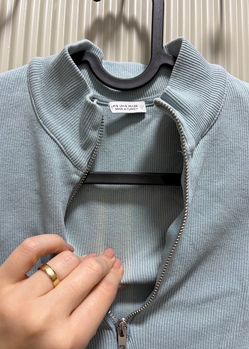 Zara Mavi Fermuarlı Crop - Görsel 3