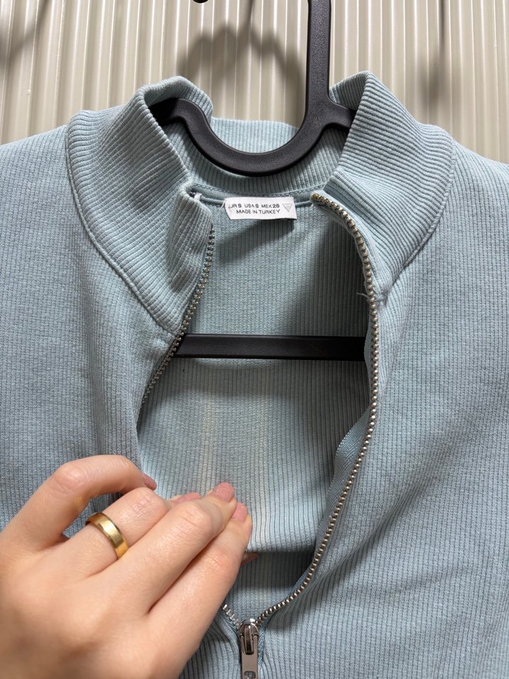 Zara Mavi Fermuarlı Crop - Görsel 3