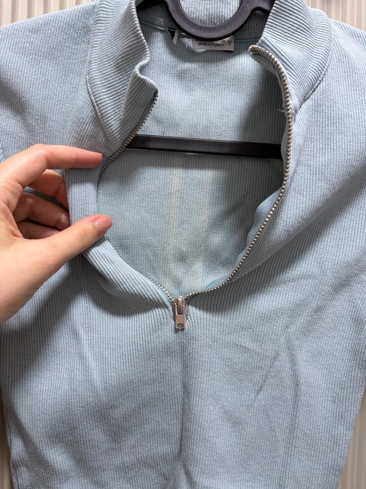 Zara Mavi Fermuarlı Crop - Görsel 2