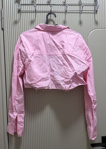 Pembe Düğmeli Keten Gömlek - Görsel 5