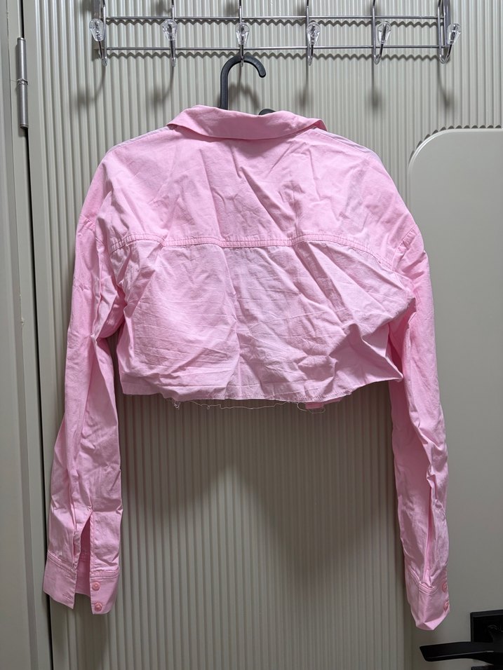 Pembe Düğmeli Keten Gömlek - Görsel 5