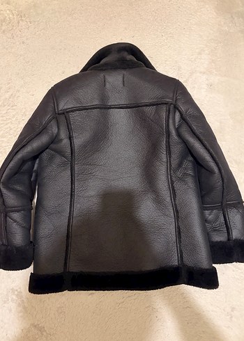 Siyah Kürklü Deri Biker Ceket - Görsel 4