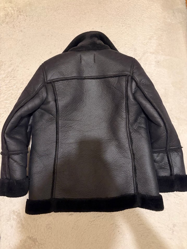 Siyah Kürklü Deri Biker Ceket - Görsel 4