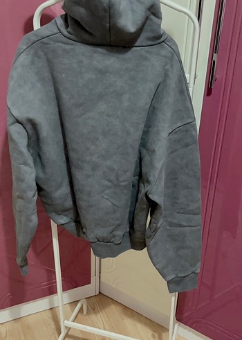 m Beden Gri Yüksek Yakalı Kadın Sweatshirt