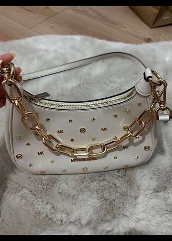 Zincir Detaylı Beyaz Michael Kors Deri Çanta - Görsel 3
