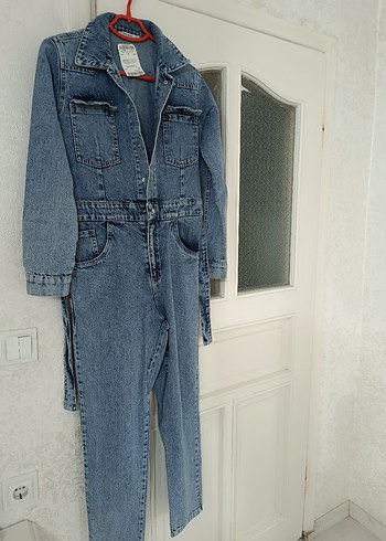 s Beden mavi Renk Kadın Kot Tulum, Uzun Kollu, Mavi