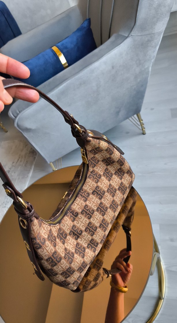 Klasik Paris Tarzı Kahverengi Tokalı Çanta - Görsel 5