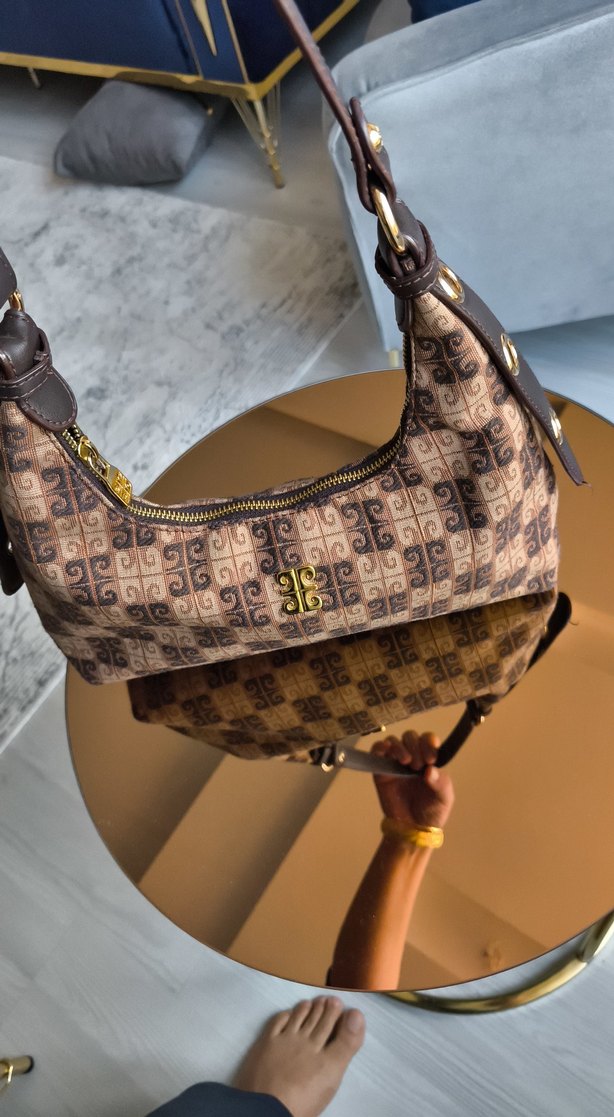 Klasik Paris Tarzı Kahverengi Tokalı Çanta - Görsel 4