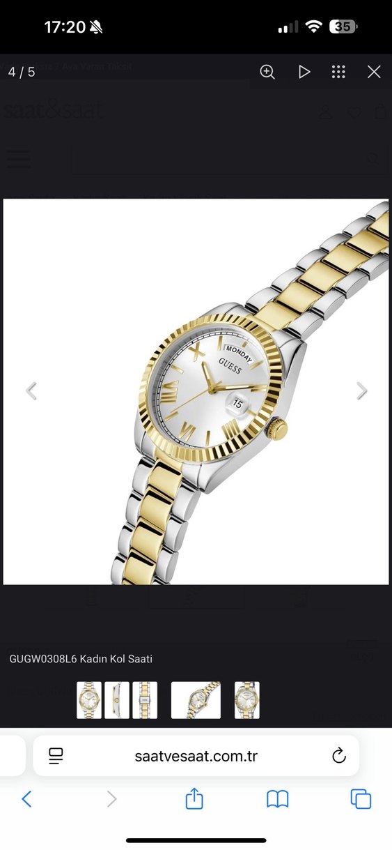 Guess Altın Renkli Klasik Kadın Saati - Görsel 3