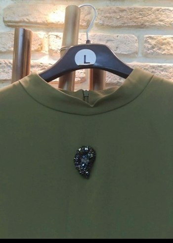 Kadın Haki Uzun Kollu Kuşaklı Elbise - Görsel 3