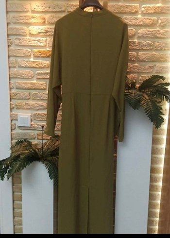 Kadın Haki Uzun Kollu Kuşaklı Elbise - Görsel 7