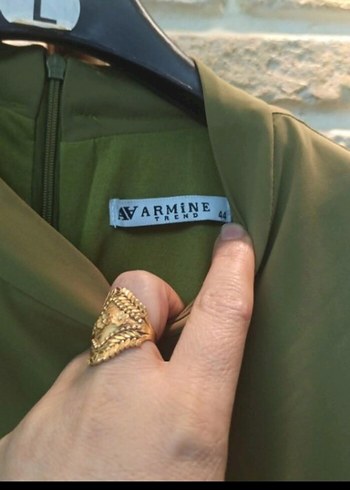 Kadın Haki Uzun Kollu Kuşaklı Elbise - Görsel 5