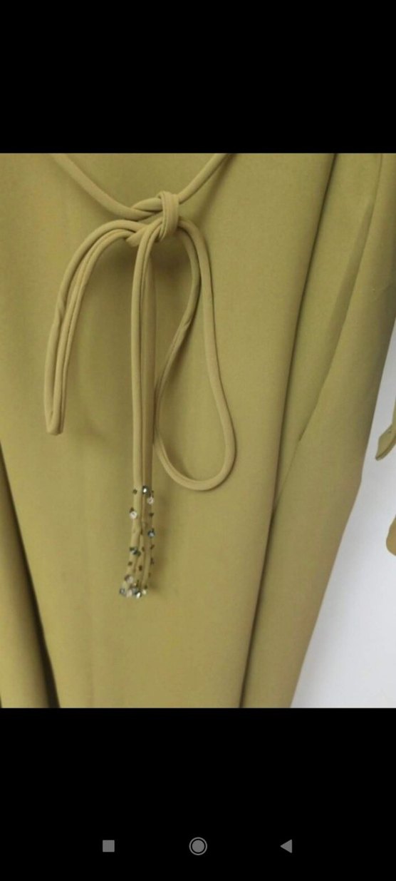 Kadın Haki Uzun Kollu Kuşaklı Elbise - Görsel 4