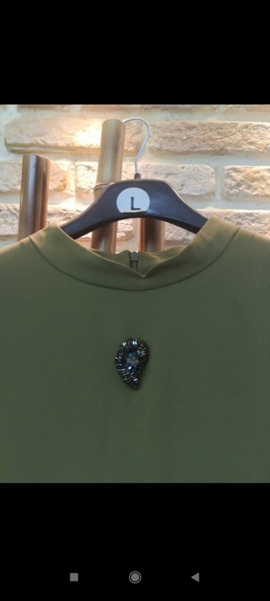 Kadın Haki Uzun Kollu Kuşaklı Elbise - Görsel 3