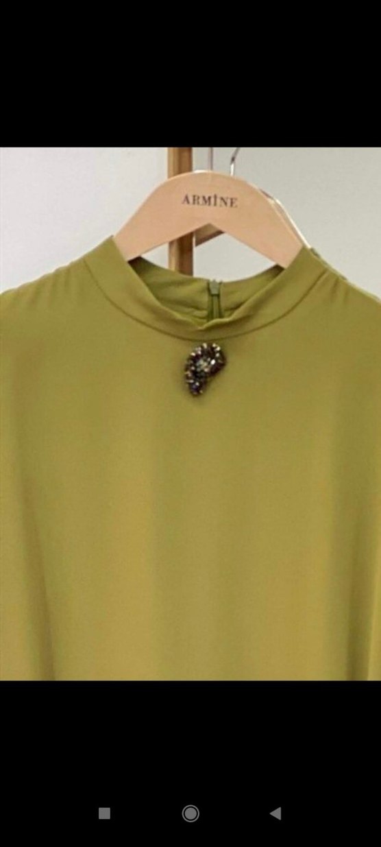 Kadın Haki Uzun Kollu Kuşaklı Elbise - Görsel 2