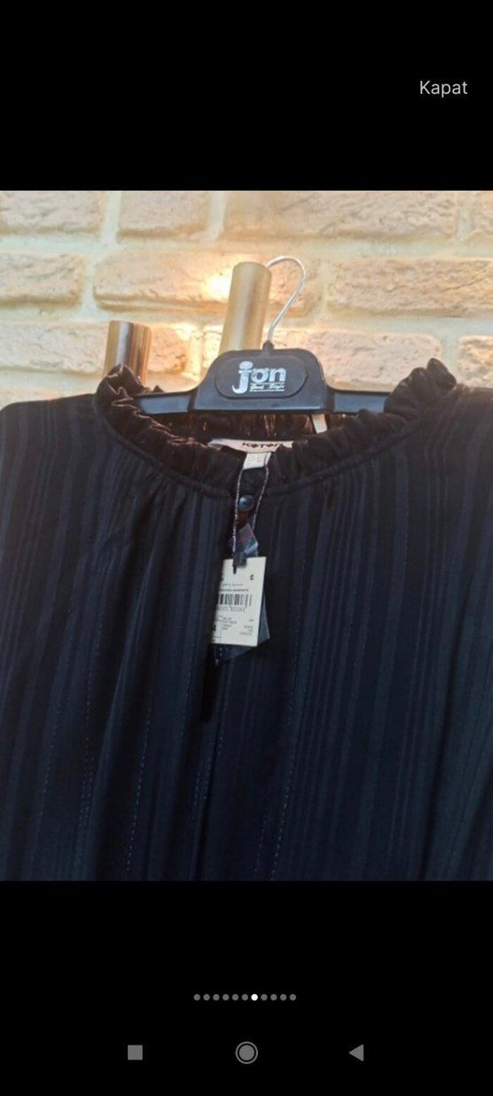 Siyah Piliseli Uzun Kollu Siyah Uzun Elbise - Görsel 2