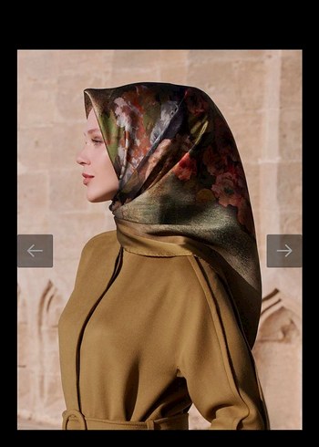 Kadın yağ yeşili İpek  eşarp - Görsel 2