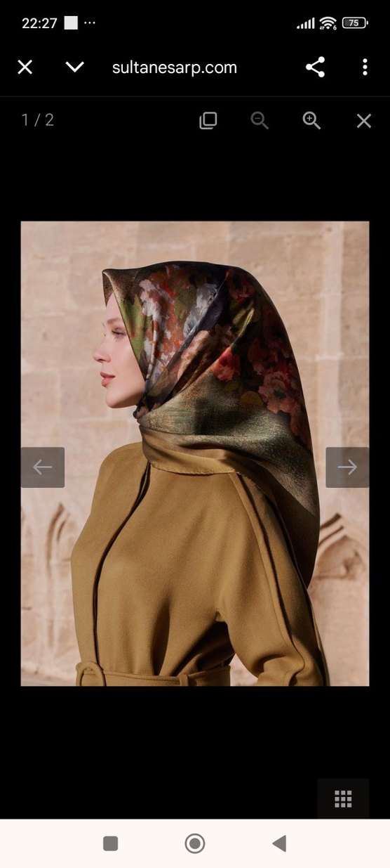 Kadın yağ yeşili İpek  eşarp - Görsel 2