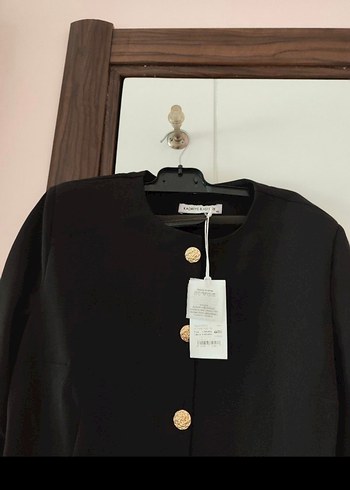 Düğmeli Siyah Kadın Blazer Ceket - Görsel 4