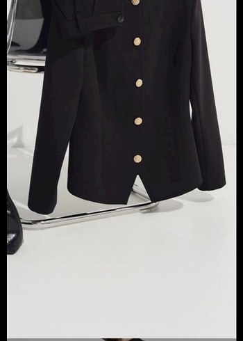 Düğmeli Siyah Kadın Blazer Ceket - Görsel 5