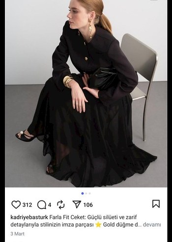 Düğmeli Siyah Kadın Blazer Ceket - Görsel 10