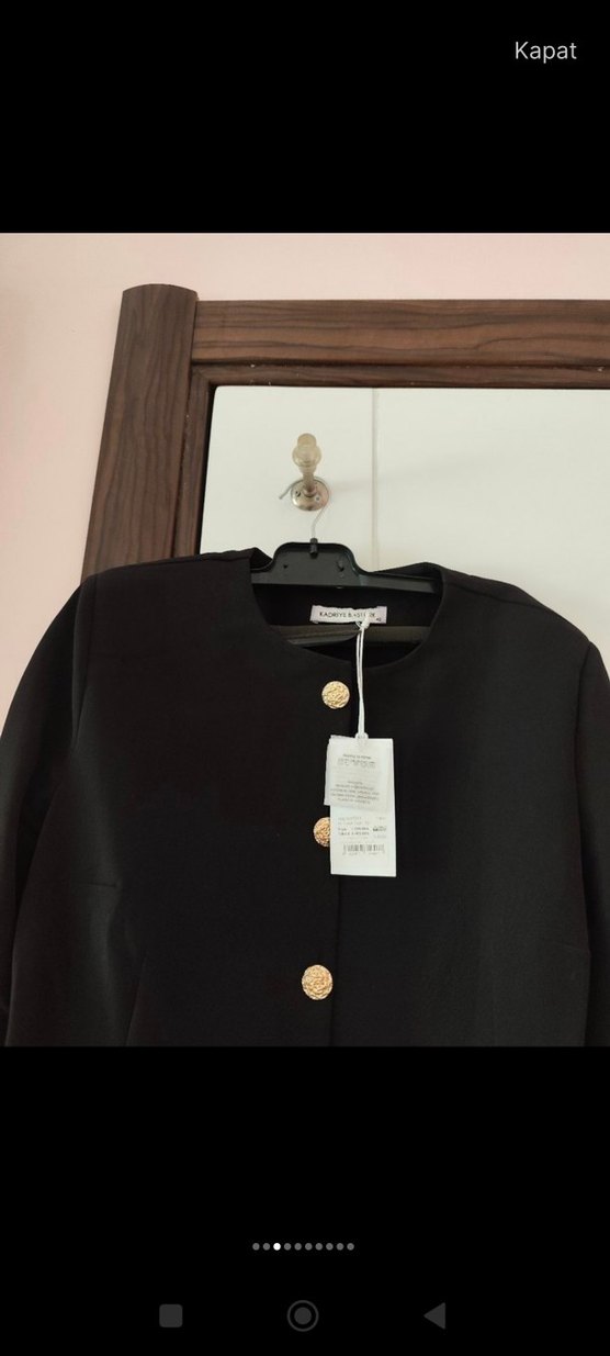 Düğmeli Siyah Kadın Blazer Ceket - Görsel 4