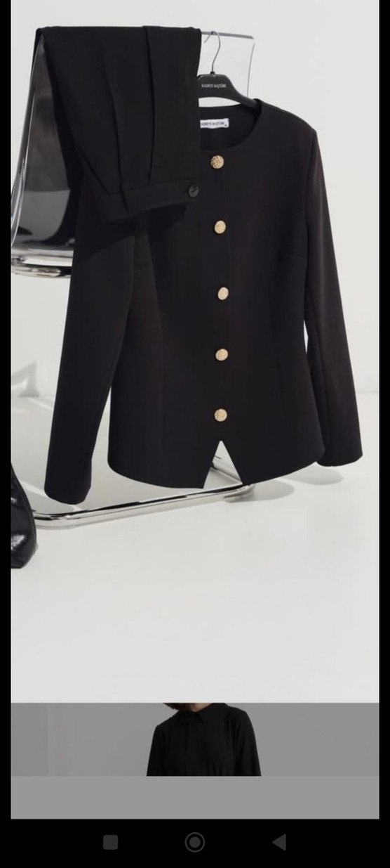 Düğmeli Siyah Kadın Blazer Ceket - Görsel 5