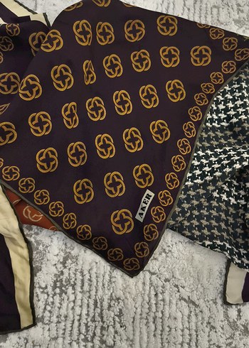 Koza desenli Bohem Kadın ipek eşarp - Görsel 2