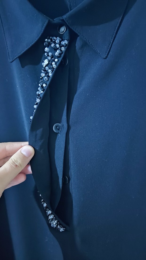 Siyah Uzun Kollu Payetli Ofis Elbisesi - Görsel 5