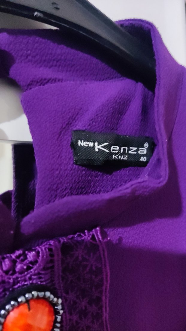 Mor Uzun Kollu İşlemeli Kadın Tunik - Görsel 3