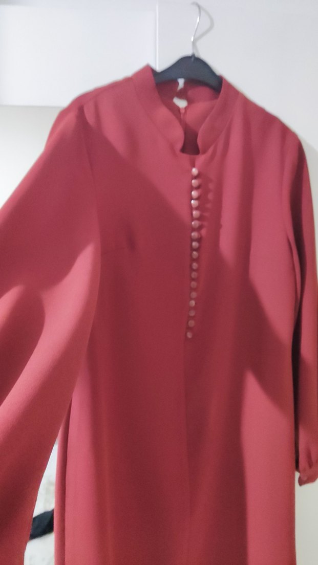 Düğmeli Bordo Uzun Kollu Hamile Tunik - Görsel 2