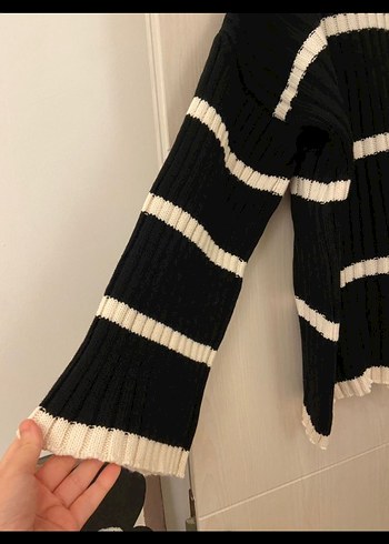 Touche Çizgili Örgü Triko Kazak - Görsel 3