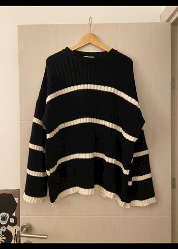 Touche Çizgili Örgü Triko Kazak - Görsel 4