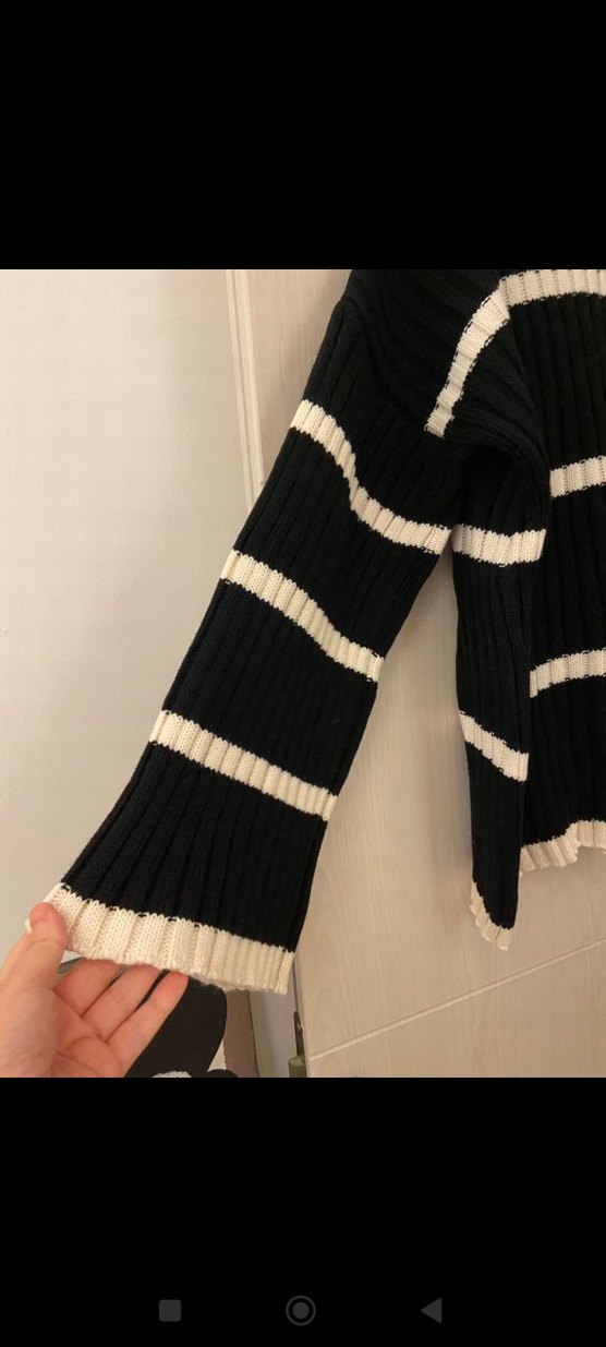 Touche Çizgili Örgü Triko Kazak - Görsel 3