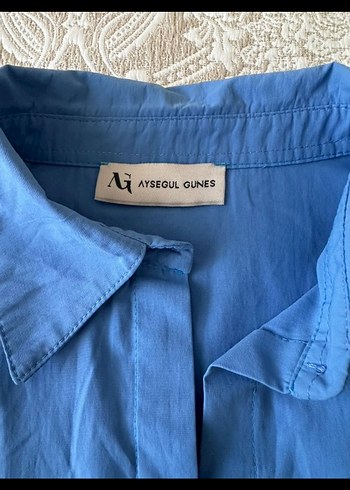 Mavi Kemerli Uzun Keten Elbise Tunik - Görsel 4