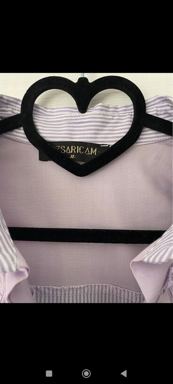 Fırfırlı Mor Keten Midi Gömlek - Görsel 4