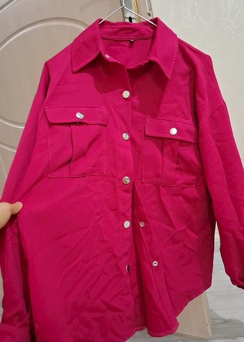 38 Beden Düğmeli Pembe Uzun Kollu Kadın Gömlek