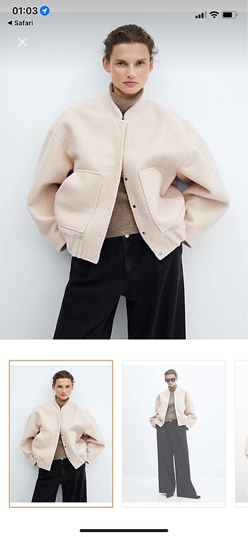 Mango MANGO EKRU BOMBER CEKET