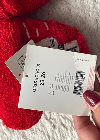 Nakışlı Kırmızı Sıcak Terlik - Görsel 2