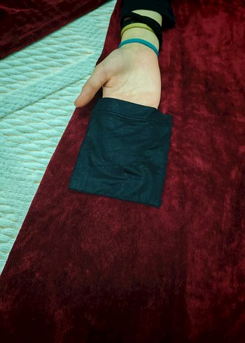 Bordo Süet Salaş Uzun Elbise - Görsel 3